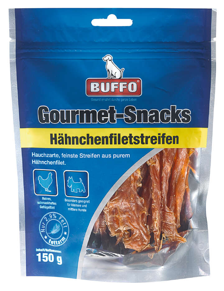 BUFFO Hundeleckerli Gourmet-Snacks Hähnchenfiletstreifen